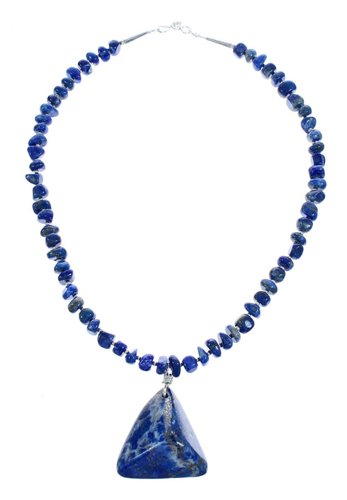 Southwest Lapis Sterling Silver Bead Necklace KX121158